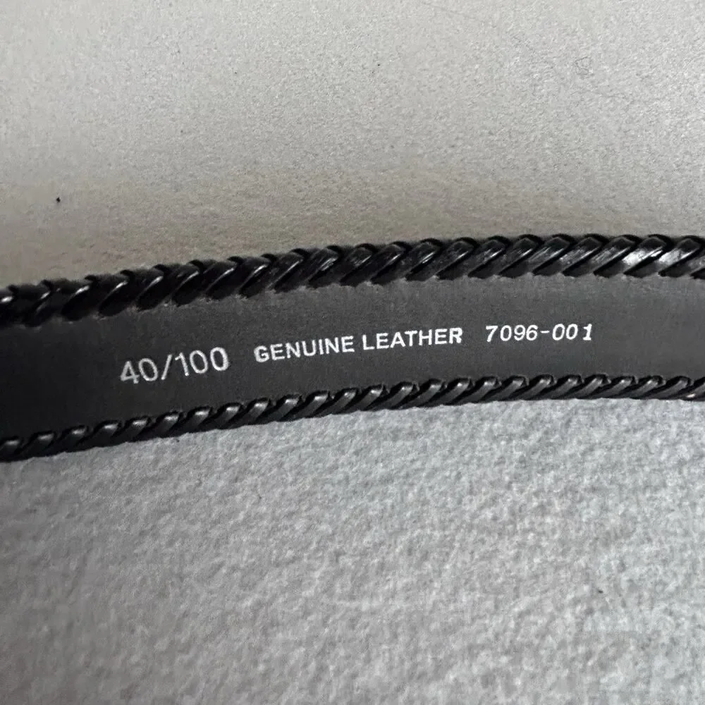 Vintage Men’s Belt Western Style Genuine Leather Black Size 49/100 7096-001